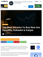 The Best Altcoins To Buy Now Are Remittix, Polkadot & Kaspa | Live Bitcoin News