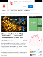Binance Lists Tether Gold (XAUt) With Seed Tag As Tokenized Gold Gains Momentum On BNB Chain - NullTX
