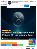 XRP News: XRP Surges 89% While BTC and ETH Lag in Yearly Gains | Live Bitcoin News