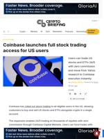 Coinbase launches full stock trading access for US users