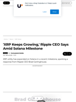 'XRP Keeps Growing,' Ripple CEO Says Amid Solana Milestone - U.Today