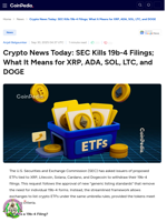 Crypto News Today: SEC Kills 19b-4 Filings; What It Means for XRP, ADA, SOL, LTC, and DOGE