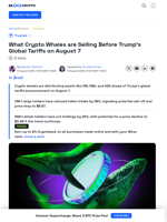 What Crypto Whales are Selling Before Trump’s Global Tariffs