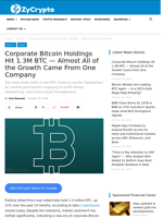 Corporate Bitcoin Holdings Hit 1.3M BTC — Almost All of the Growth Came From One Company ⋆ ZyCrypto