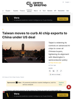 Taiwan moves to curb AI chip exports to China under US deal