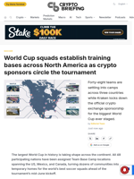 World Cup squads establish training bases across North America as crypto sponsors circle the tournament