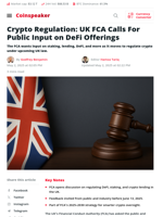 UK FCA Seeks Public Feedback on DeFi Regulation