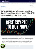 XRP and XLM Share a Problem, None Have Outperformed Next-Gen Payment Token RTX Touted as Best Crypto to Buy Now