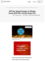 XRP Buy Signal Emerges as Whales Dump 60M XRP, Activity Drops 57%