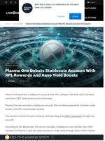 Plasma One Launches Stablecoin Account