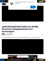 1,000,000,000,000 Shiba Inu (SHIB) Plummet: Disappearing From Exchanges? - U.Today