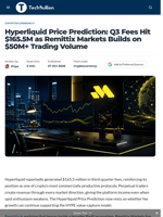 Hyperliquid Price Prediction: Q3 Fees Hit $165.5M as Remittix Markets Builds on $50M+ Trading Volume - TechBullion