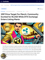 XRP Price Target For March: Community Excited for RLUSD While DTX Exchange Enters Listing Mania