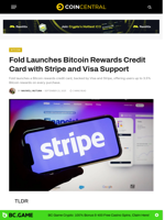 Fold Launches Bitcoin Rewards Credit Card with Stripe and Visa Support - CoinCentral