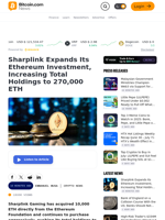 Sharplink Expands Its Ethereum Investment, Increasing Total Holdings to 270,000 ETH – Crypto News Bitcoin News