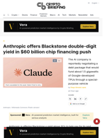 Anthropic offers Blackstone double-digit yield in $60 billion chip financing push