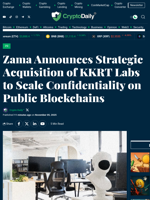Zama Announces Strategic Acquisition of KKRT Labs to Scale Confidentiality on Public Blockchains - Crypto Daily