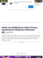 Shiba Inu (SHIB) News: Major Privacy Roadmap for Shibarium Revealed - U.Today