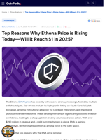 Top Reasons Why Ethena Price is Rising Today- Will it Reach $1 in 2025?