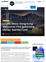 Crypto News: Hong Kong Welcomes First Tokenized Money-Market Fund | Live Bitcoin News
