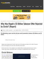 Why Was Ripple's $5 Billion Takeover Offer Rejected by Circle? (Report)