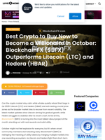 Best Crypto to Buy Now to Become a Millionaire in October: BlockchainFX ($BFX) Outperforms Litecoin (LTC) and Hedera (HBAR) | Live Bitcoin News
