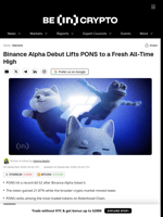 Binance Alpha Debut Lifts PONS to a Fresh All-Time High