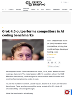 Grok 4.5 outperforms competitors in AI coding benchmarks