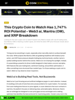 This Crypto Coin to Watch Has 1,747% ROI Potential - Web3 ai, Mantra (OM), and XRP Breakdown