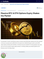 Massive BTC & ETH Options Expiry Shakes the Market