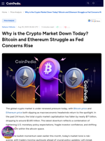Why is the Crypto Market Down Today? Bitcoin and Ethereum Struggle as Fed Concerns Rise