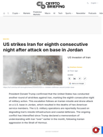 US strikes Iran for eighth consecutive night after attack on base in Jordan