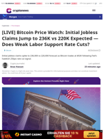 [LIVE] Bitcoin Price Watch: Initial Jobless Claims Jump to 236K vs 220K Expected — Does Weak Labor Support Rate Cuts?