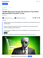 Trump Memecoin Surges 13% as Top Holders Meet with Trump
