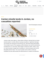 Iranian missile lands in Jordan, no casualties reported