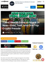 7 Best Meme Coins to Invest in Now—Floki, Test, and One Top Crypto Presale | Live Bitcoin News
