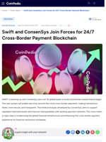 Swift and ConsenSys Join Forces for 24/7 Cross-Border Payment Blockchain