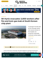 SK Hynix evacuates 3,600 workers after fire and toxic gas leak at South Korean chip plant