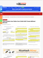 Thai Investors Sue Tether Over $42M USDT Freeze Without Warrant - The Crypto News Wire