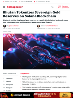Bhutan Tokenizes Sovereign Gold Reserves on Solana Blockchain - Coinspeaker