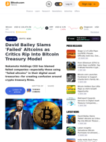 David Bailey Slams 'Failed' Altcoins as Critics Rip Into Bitcoin Treasury Model – Crypto News Bitcoin News