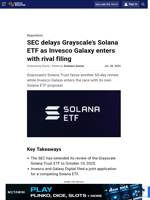 SEC delays Grayscale’s Solana ETF as Invesco Galaxy enters with rival filing