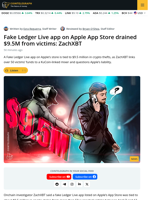 Fake Ledger App on Apple Store Linked to $9.5M Theft