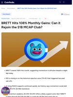 BRETT Hits 108% Monthly Gains: Can it Rejoin the $1B MCAP Club?