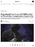 Hyperliquid User Loses $21 Million Due to Private Key Compromise, Experts Say - Decrypt