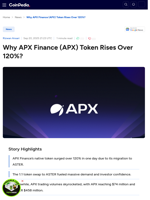 Why APX Finance (APX) Token Rises Over 120%?