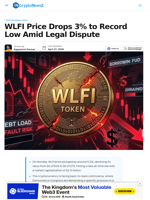 WLFI Price Drops 3% to Record Low Amid Legal Dispute