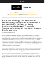 Parataxis Holdings LLC Announces Definitive Agreement with Sinsiway Co. Ltd. (KOSDAQ: 290560), to Bring Institutionally-Backed, Ethereum Treasury Company to the South Korean Public Markets