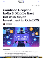 Coinbase Deepens India & Middle East Bet with Major Investment in CoinDCX