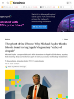 The ghost of the iPhone: Why Michael Saylor thinks bitcoin is mirroring Apple’s legendary ‘valley of despair’